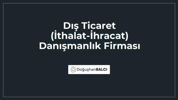 Dış Ticaret (İthalat-İhracat) Danışmanlık Firması