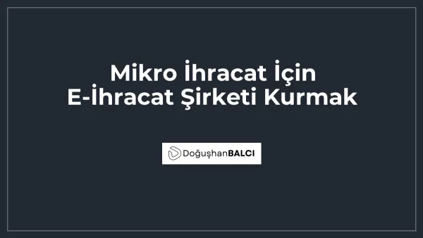 Mikro İhracat İçin E-İhracat Şirketi Kurmak