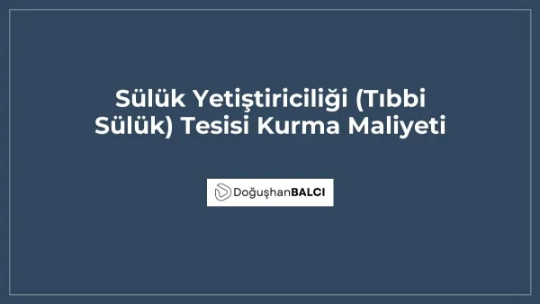 Sülük Yetiştiriciliği (Tıbbi Sülük) Tesisi Kurma Maliyeti