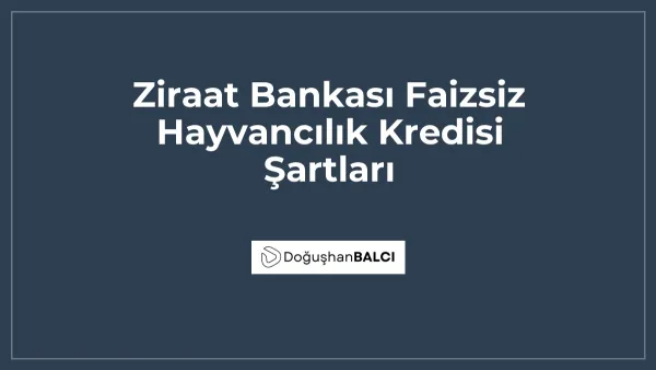 Ziraat Bankası Faizsiz Hayvancılık Kredisi Şartları