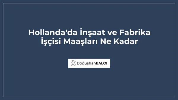 Hollanda'da İnşaat ve Fabrika İşçisi Maaşları Ne Kadar
